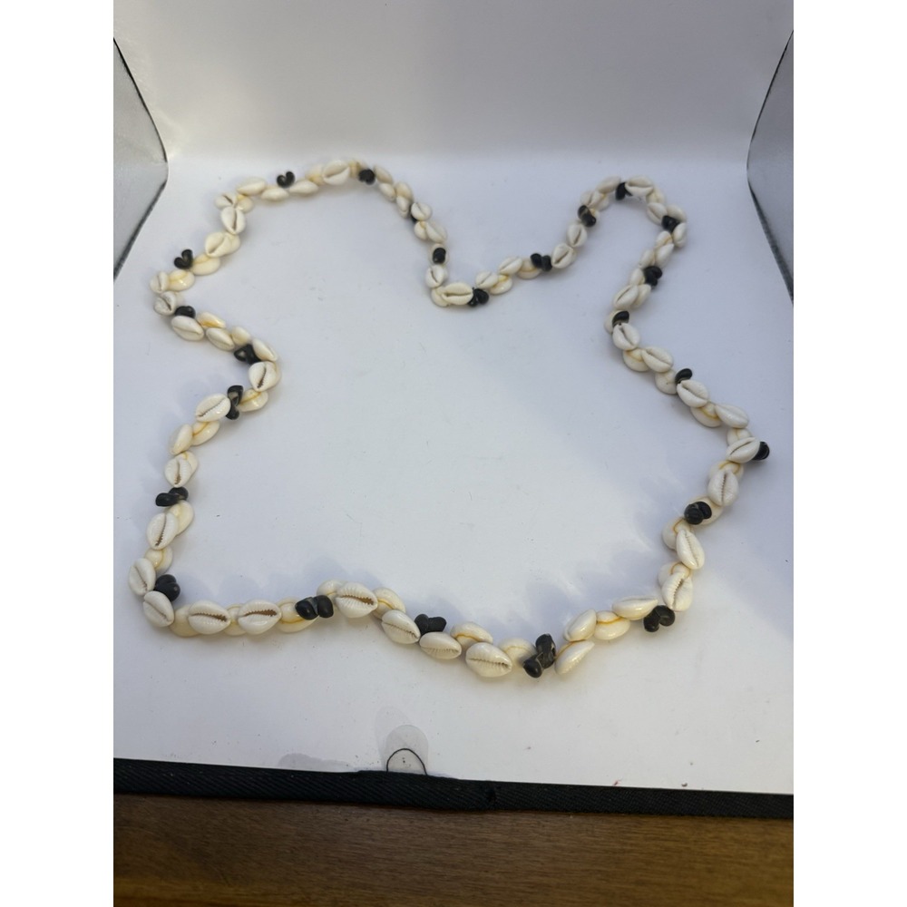 Vintage Cowrie Shell Necklace 24" – Boho Beach Tribal‎ Jewelry